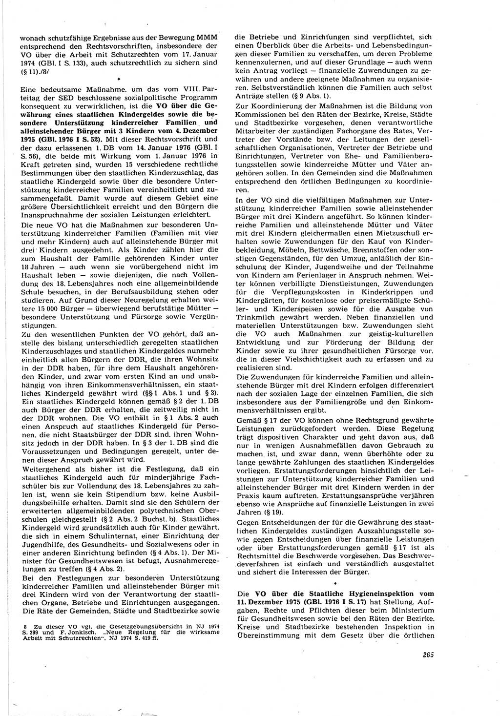 Neue Justiz (NJ), Zeitschrift für Recht und Rechtswissenschaft [Deutsche Demokratische Republik (DDR)], 30. Jahrgang 1976, Seite 265 (NJ DDR 1976, S. 265)