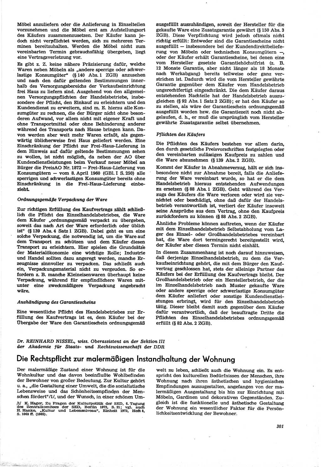Neue Justiz (NJ), Zeitschrift für Recht und Rechtswissenschaft [Deutsche Demokratische Republik (DDR)], 30. Jahrgang 1976, Seite 301 (NJ DDR 1976, S. 301)