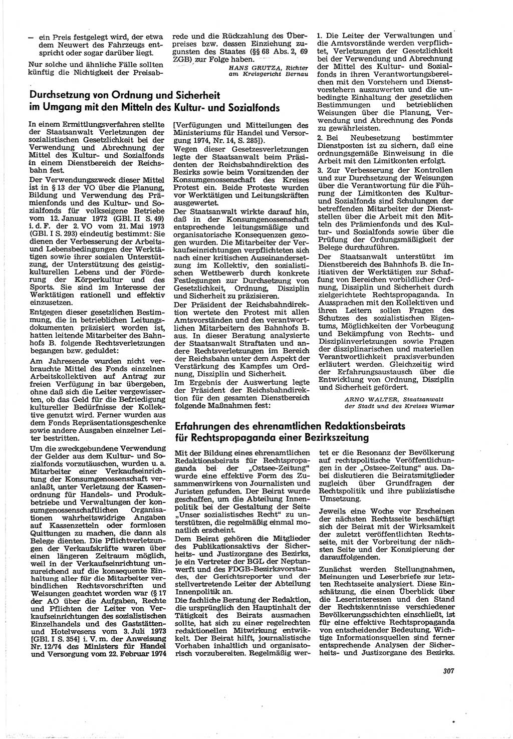 Neue Justiz (NJ), Zeitschrift für Recht und Rechtswissenschaft [Deutsche Demokratische Republik (DDR)], 30. Jahrgang 1976, Seite 307 (NJ DDR 1976, S. 307)