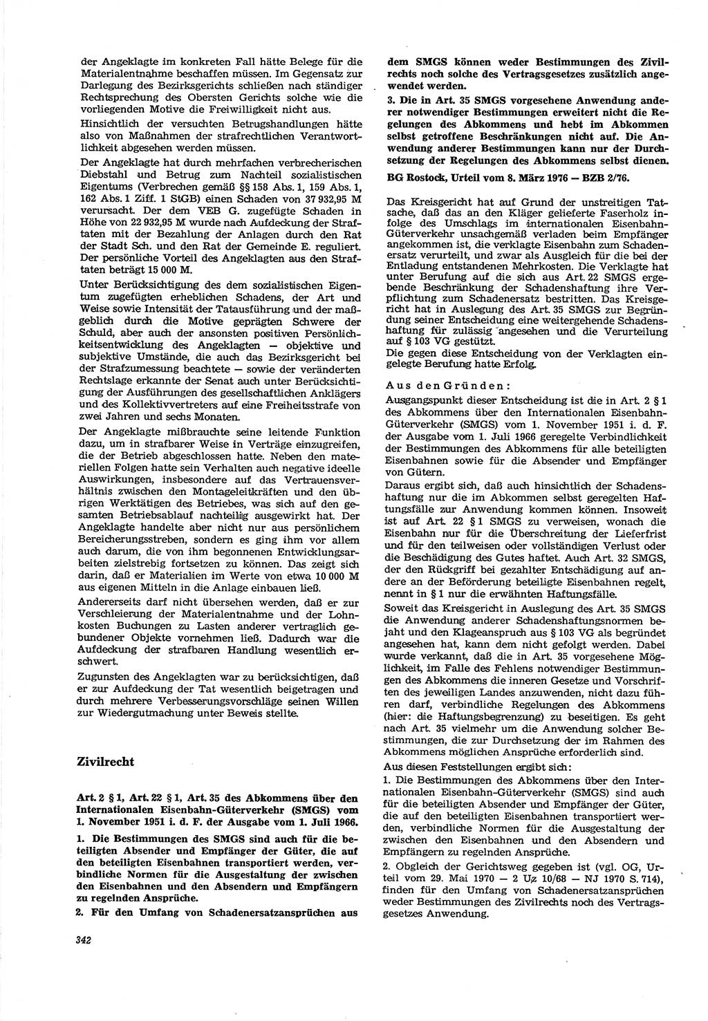 Neue Justiz (NJ), Zeitschrift für Recht und Rechtswissenschaft [Deutsche Demokratische Republik (DDR)], 30. Jahrgang 1976, Seite 342 (NJ DDR 1976, S. 342)