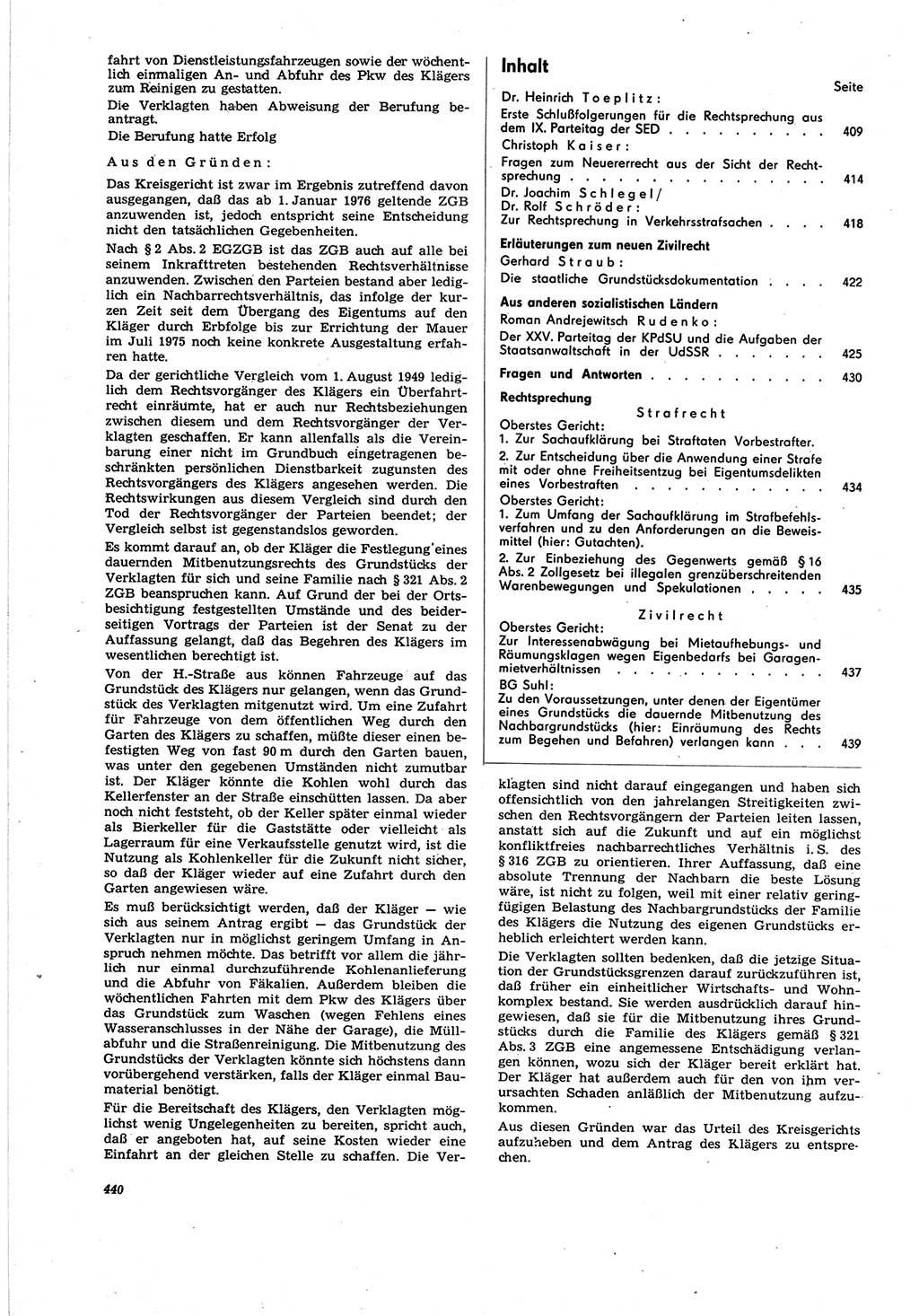 Neue Justiz (NJ), Zeitschrift für Recht und Rechtswissenschaft [Deutsche Demokratische Republik (DDR)], 30. Jahrgang 1976, Seite 440 (NJ DDR 1976, S. 440)
