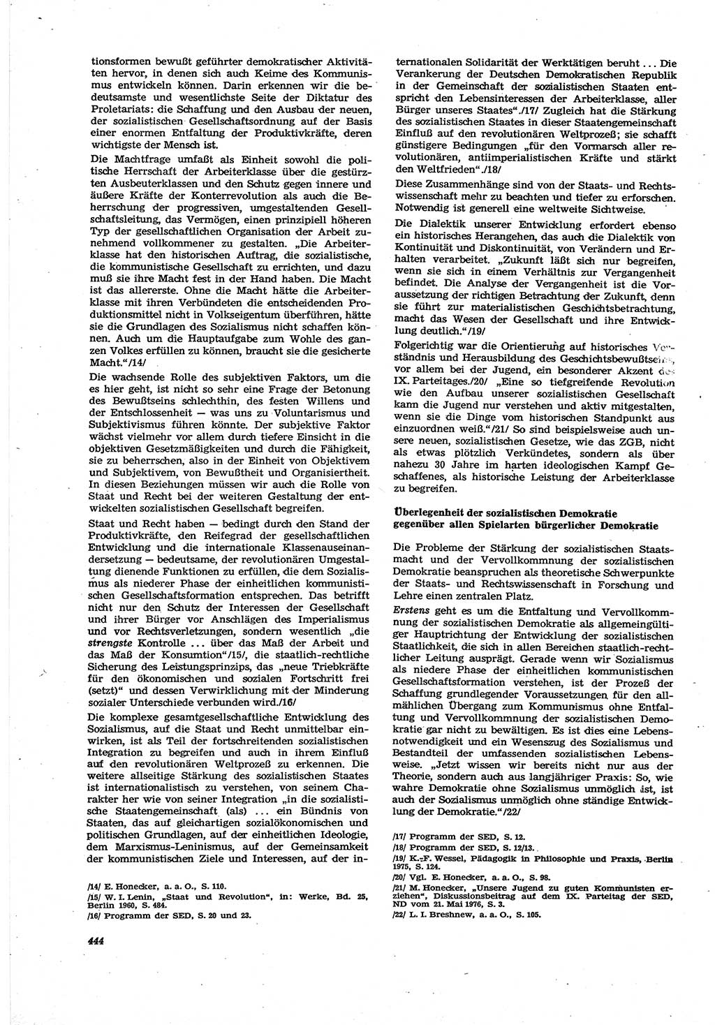 Neue Justiz (NJ), Zeitschrift für Recht und Rechtswissenschaft [Deutsche Demokratische Republik (DDR)], 30. Jahrgang 1976, Seite 444 (NJ DDR 1976, S. 444)