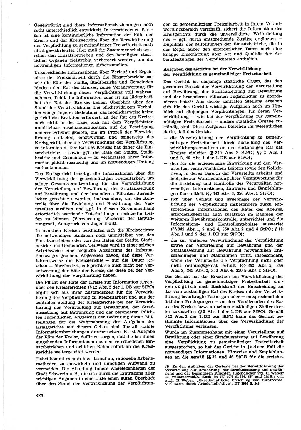 Neue Justiz (NJ), Zeitschrift für Recht und Rechtswissenschaft [Deutsche Demokratische Republik (DDR)], 30. Jahrgang 1976, Seite 486 (NJ DDR 1976, S. 486)