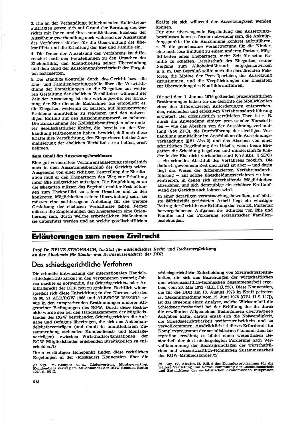 Neue Justiz (NJ), Zeitschrift für Recht und Rechtswissenschaft [Deutsche Demokratische Republik (DDR)], 30. Jahrgang 1976, Seite 518 (NJ DDR 1976, S. 518)