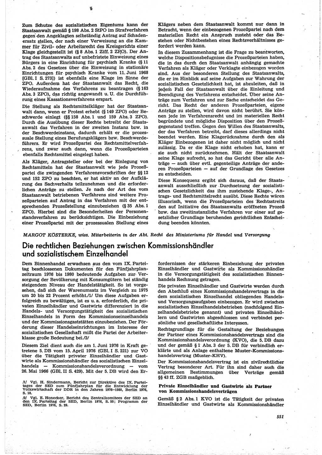 Neue Justiz (NJ), Zeitschrift für Recht und Rechtswissenschaft [Deutsche Demokratische Republik (DDR)], 30. Jahrgang 1976, Seite 551 (NJ DDR 1976, S. 551)