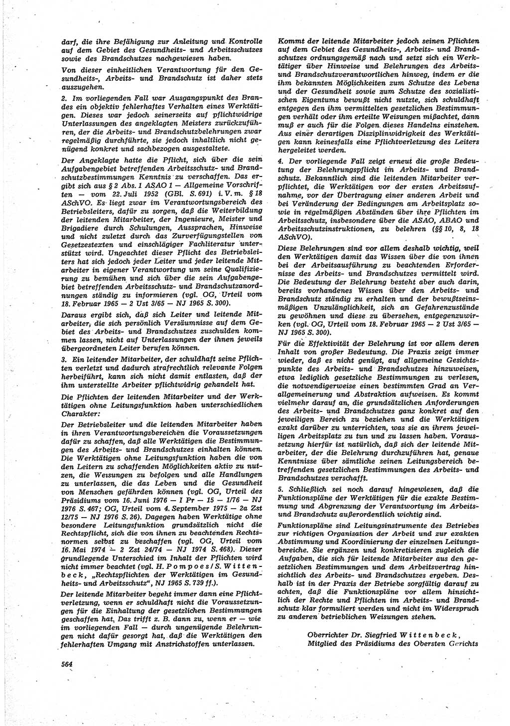 Neue Justiz (NJ), Zeitschrift für Recht und Rechtswissenschaft [Deutsche Demokratische Republik (DDR)], 30. Jahrgang 1976, Seite 564 (NJ DDR 1976, S. 564)