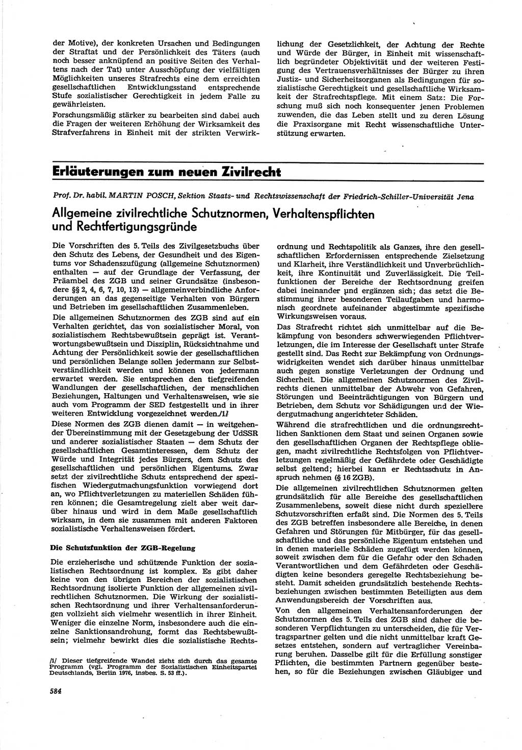 Neue Justiz (NJ), Zeitschrift für Recht und Rechtswissenschaft [Deutsche Demokratische Republik (DDR)], 30. Jahrgang 1976, Seite 584 (NJ DDR 1976, S. 584)