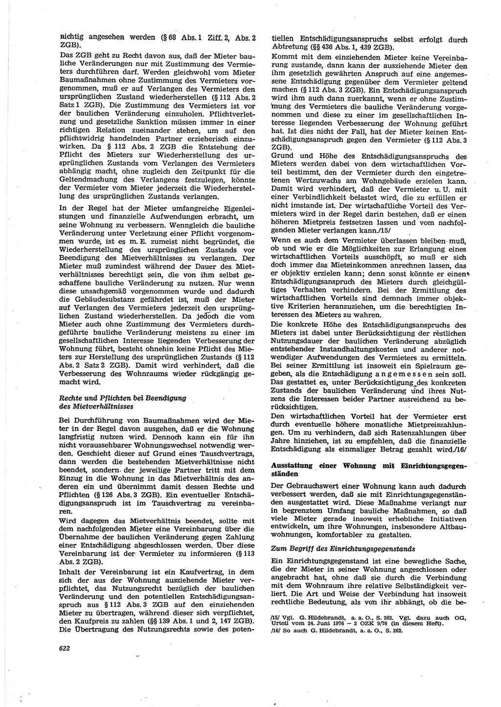 Neue Justiz (NJ), Zeitschrift für Recht und Rechtswissenschaft [Deutsche Demokratische Republik (DDR)], 30. Jahrgang 1976, Seite 622 (NJ DDR 1976, S. 622)