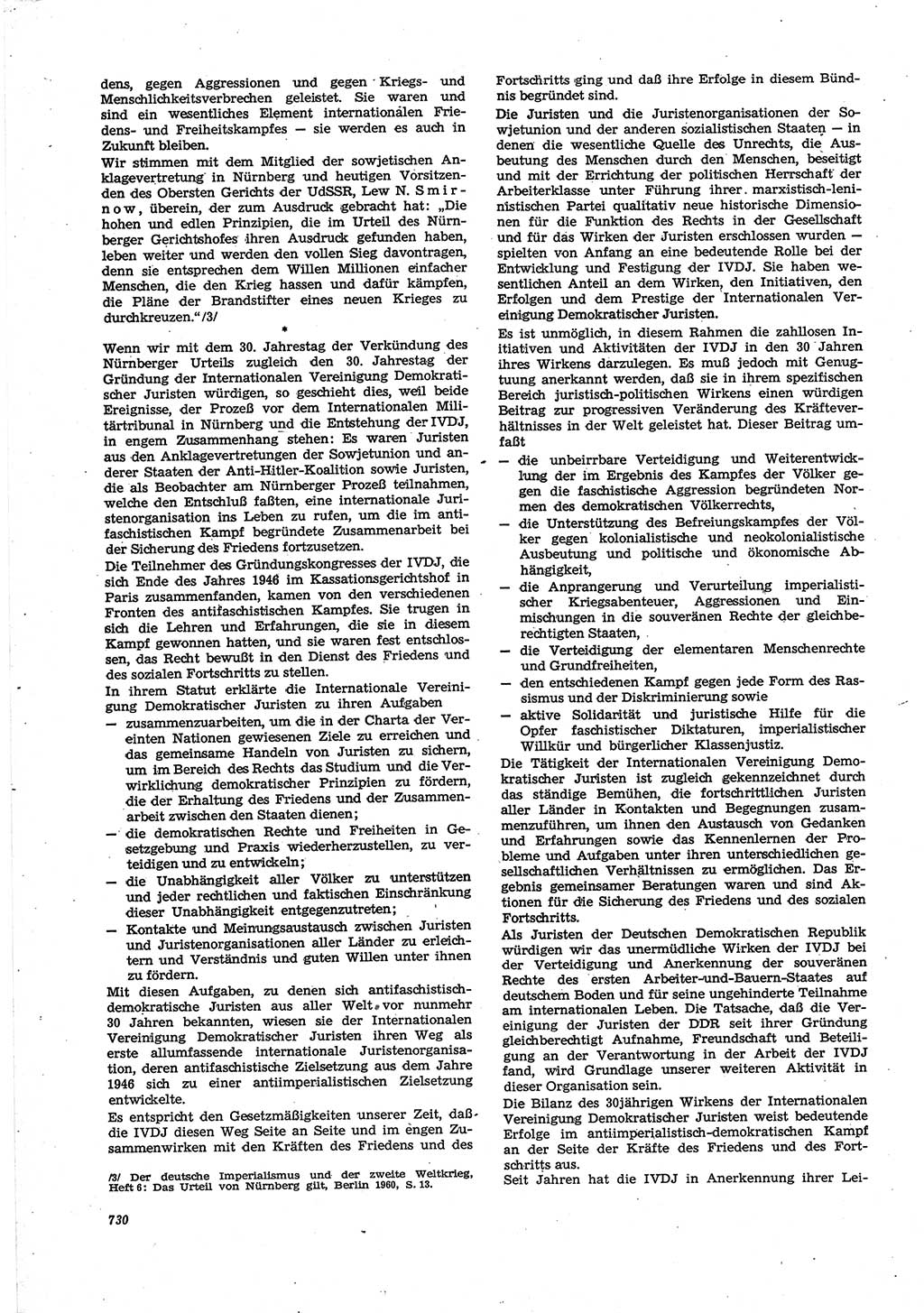 Neue Justiz (NJ), Zeitschrift für Recht und Rechtswissenschaft [Deutsche Demokratische Republik (DDR)], 30. Jahrgang 1976, Seite 730 (NJ DDR 1976, S. 730)