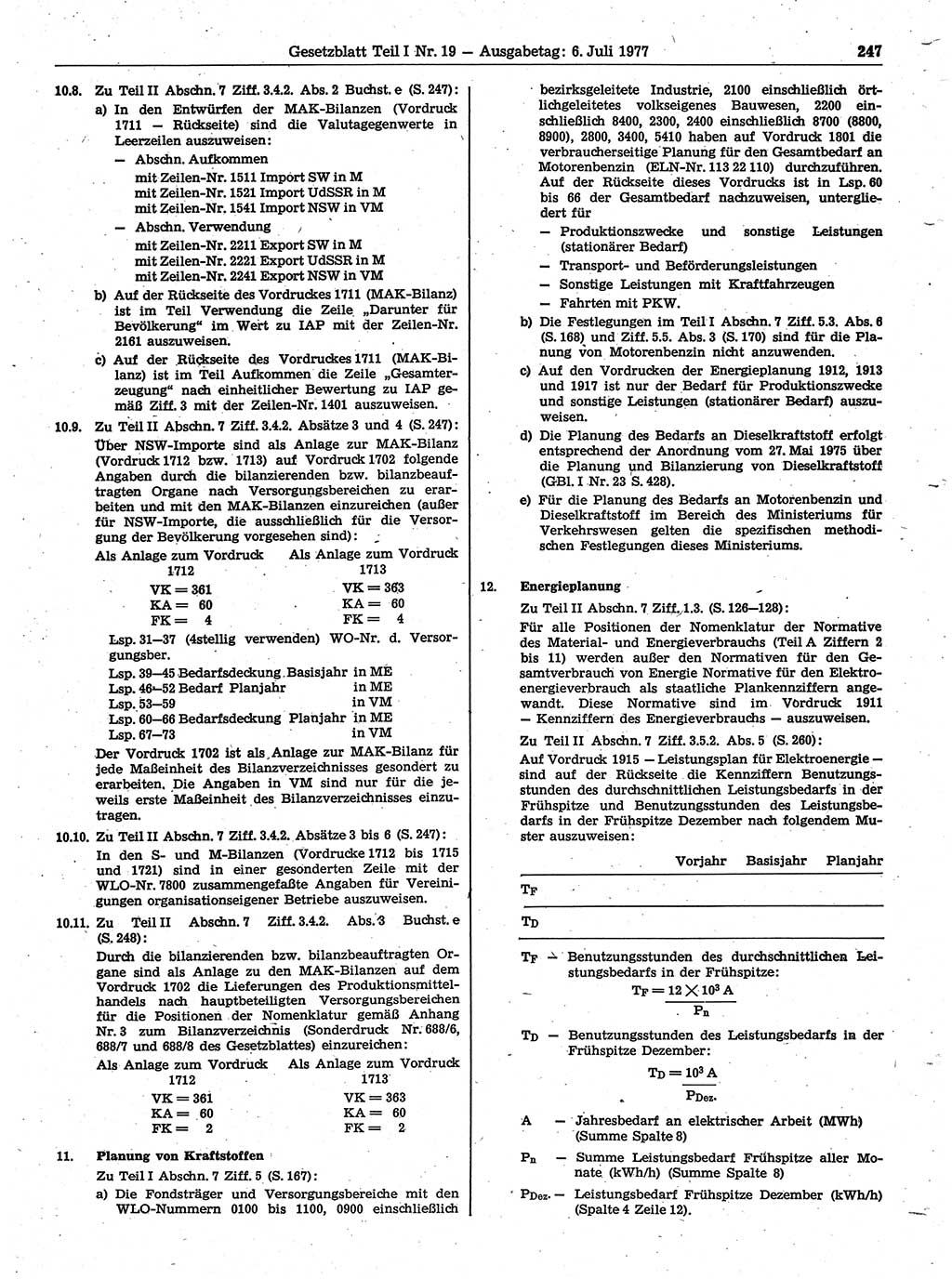 Gesetzblatt (GBl.) der Deutschen Demokratischen Republik (DDR) Teil Ⅰ 1977, Seite 247 (GBl. DDR Ⅰ 1977, S. 247)