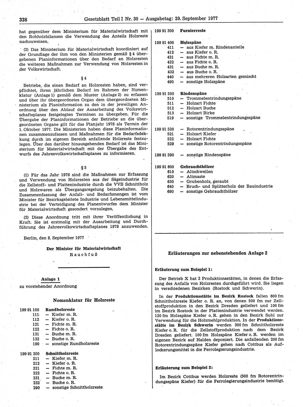 Gesetzblatt (GBl.) der Deutschen Demokratischen Republik (DDR) Teil Ⅰ 1977, Seite 338 (GBl. DDR Ⅰ 1977, S. 338)