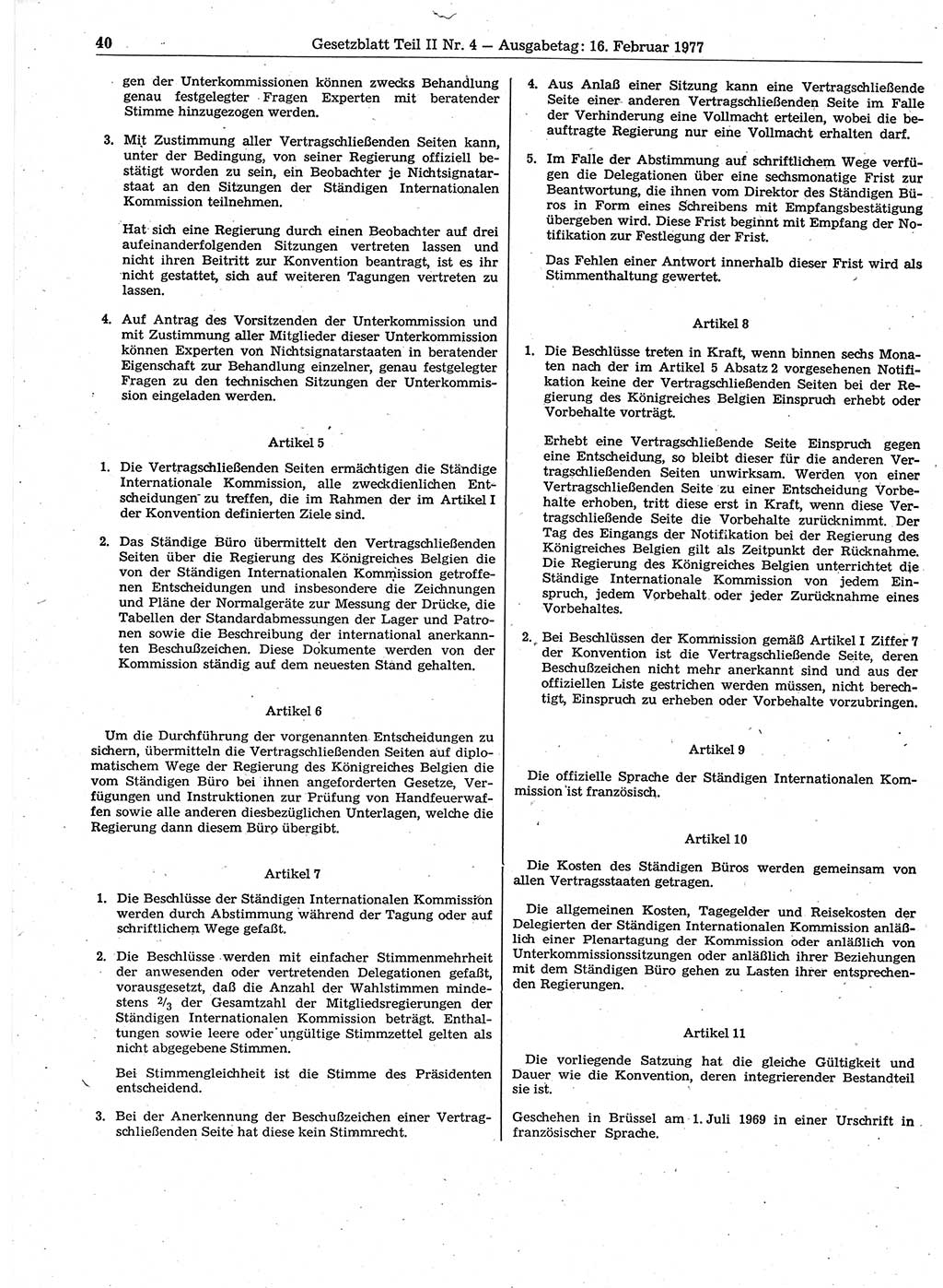 Gesetzblatt (GBl.) der Deutschen Demokratischen Republik (DDR) Teil ⅠⅠ 1977, Seite 40 (GBl. DDR ⅠⅠ 1977, S. 40)