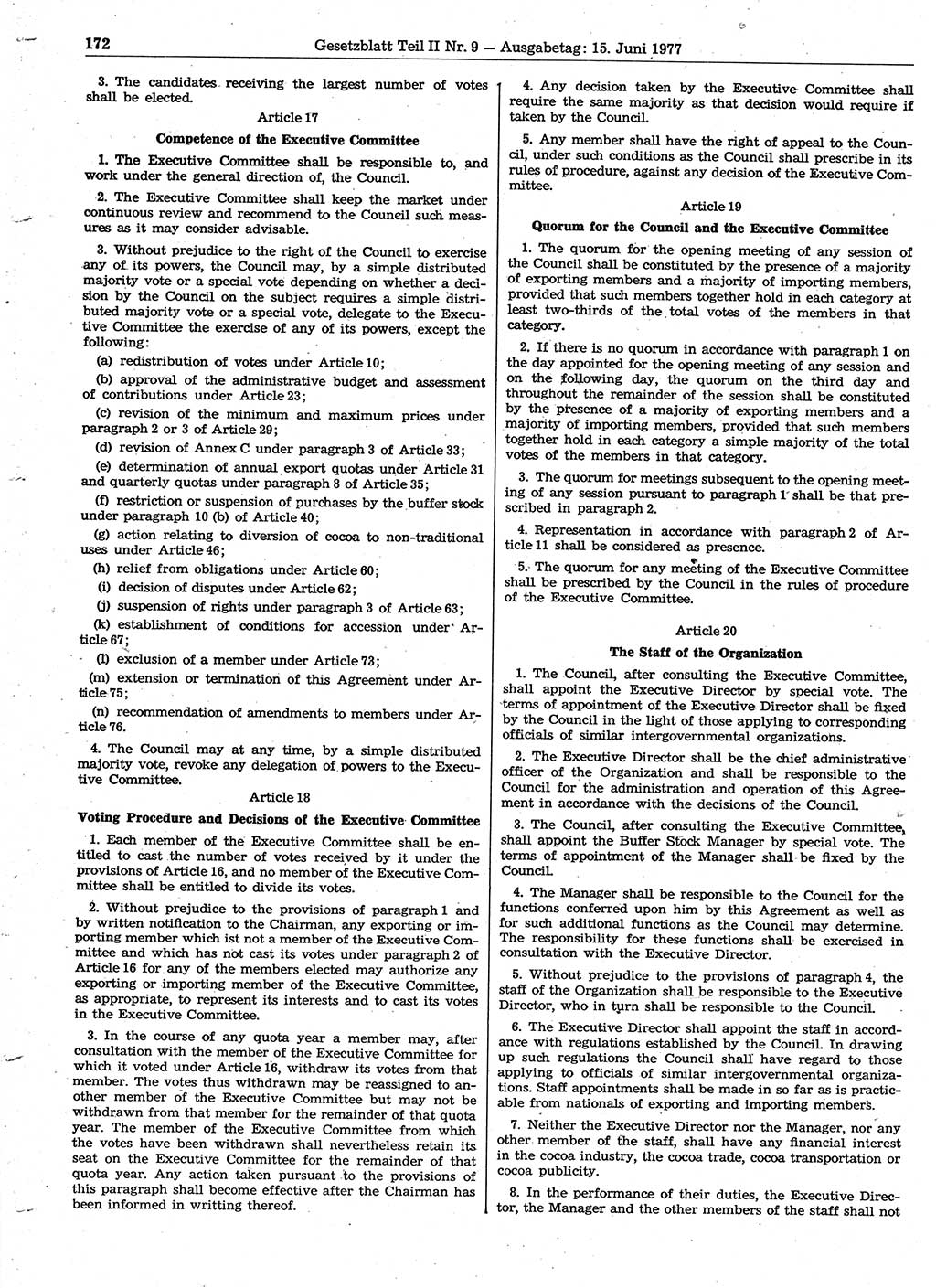 Gesetzblatt (GBl.) der Deutschen Demokratischen Republik (DDR) Teil ⅠⅠ 1977, Seite 172 (GBl. DDR ⅠⅠ 1977, S. 172)