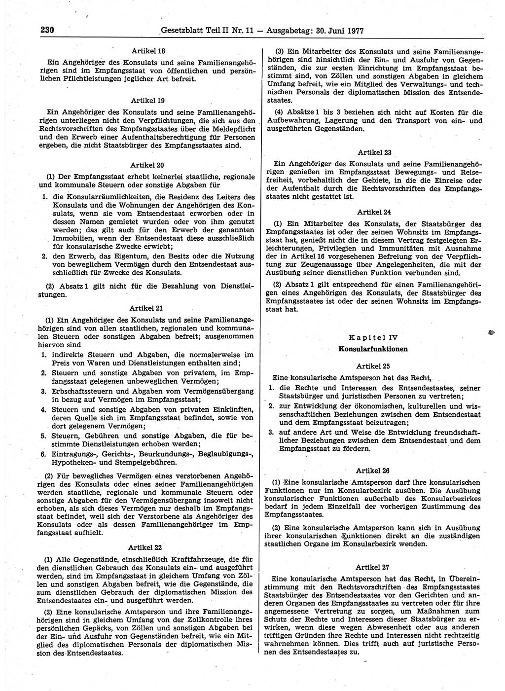 Gesetzblatt (GBl.) der Deutschen Demokratischen Republik (DDR) Teil ⅠⅠ 1977, Seite 230 (GBl. DDR ⅠⅠ 1977, S. 230)