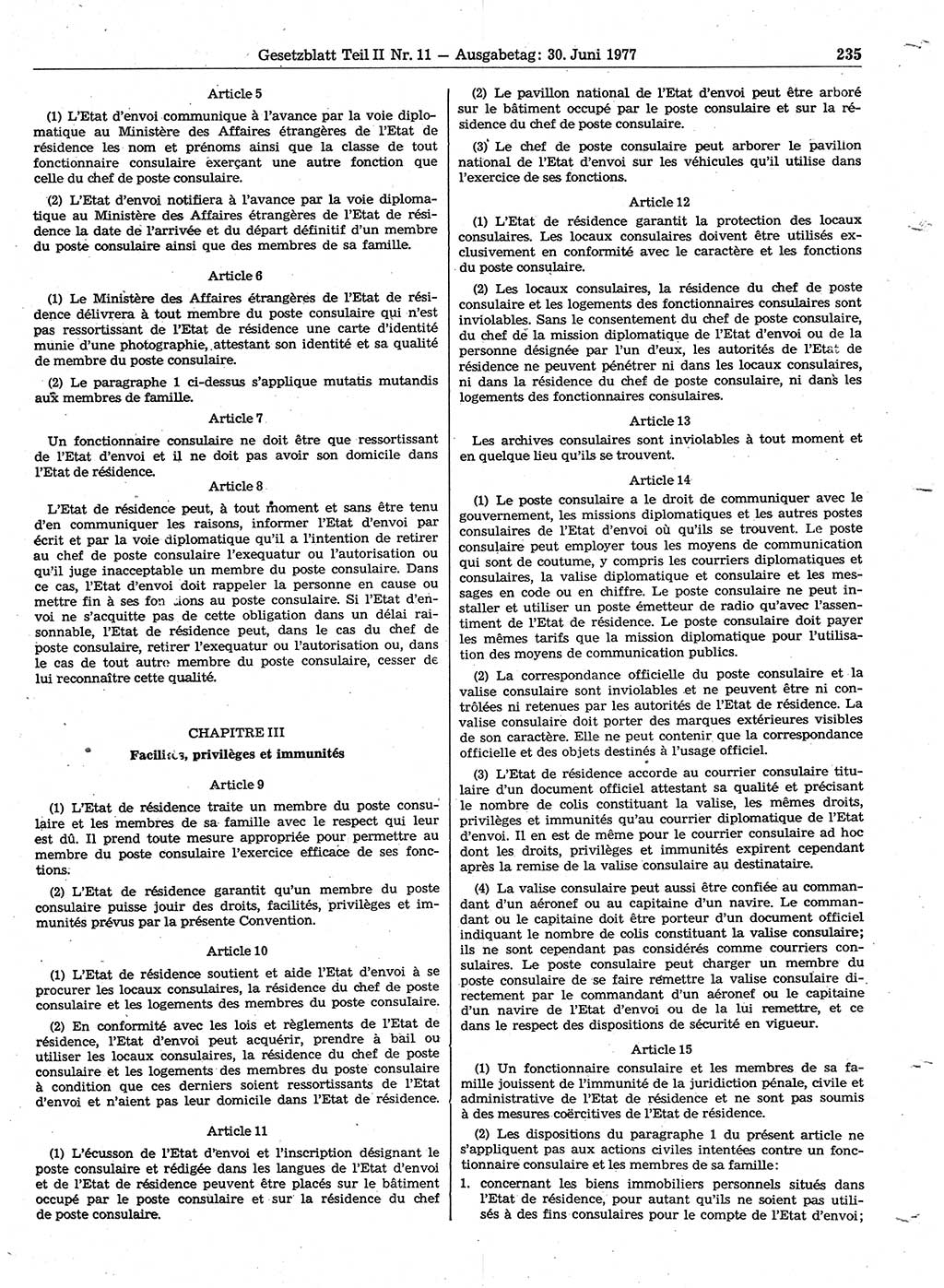 Gesetzblatt (GBl.) der Deutschen Demokratischen Republik (DDR) Teil ⅠⅠ 1977, Seite 235 (GBl. DDR ⅠⅠ 1977, S. 235)