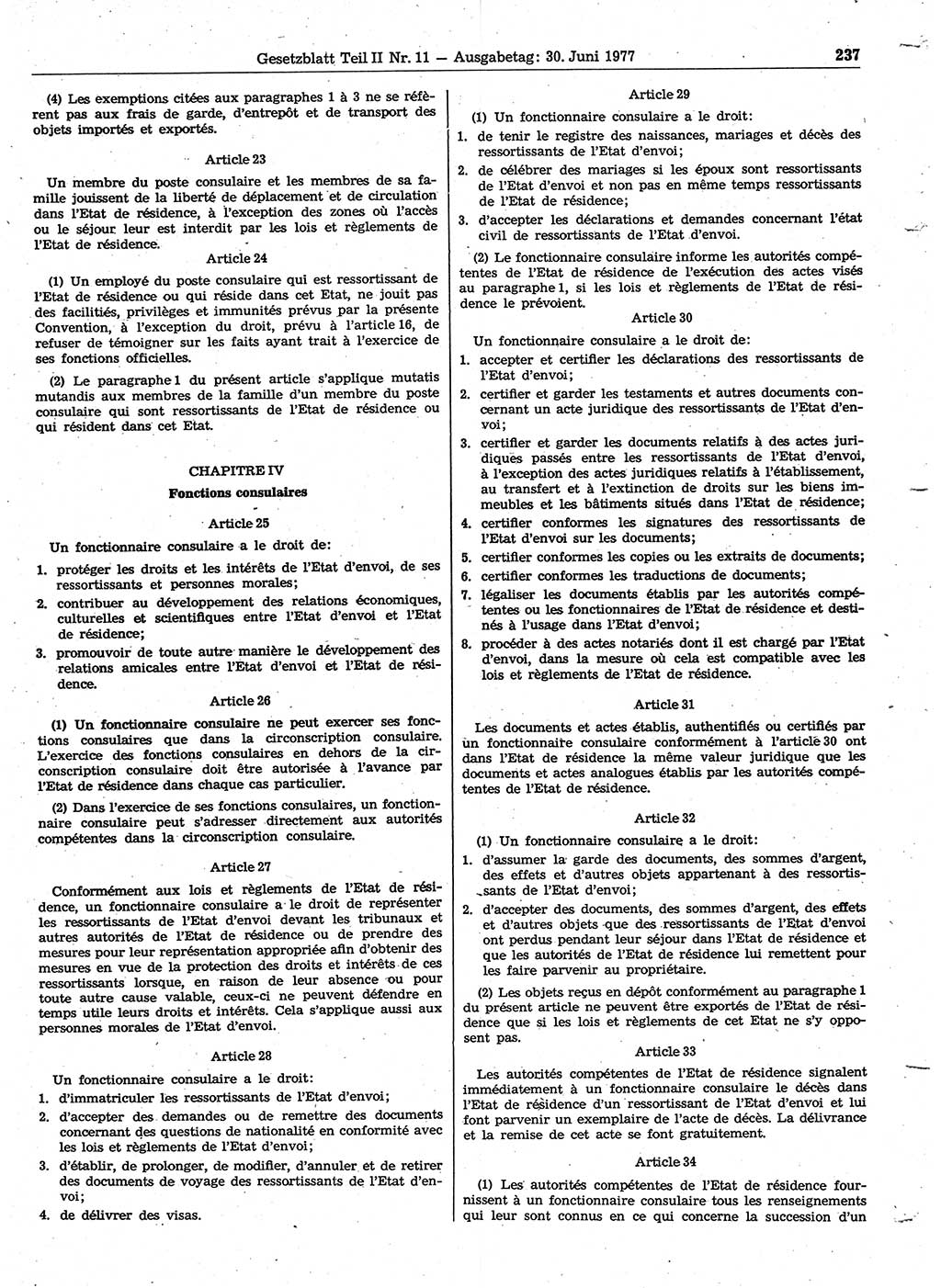 Gesetzblatt (GBl.) der Deutschen Demokratischen Republik (DDR) Teil ⅠⅠ 1977, Seite 237 (GBl. DDR ⅠⅠ 1977, S. 237)