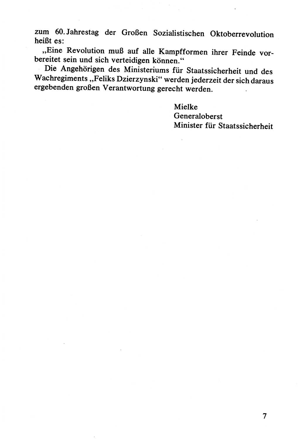 Lenin und die Gesamtrussische Tscheka, Dokumentensammlung, Ministerium für Staatssicherheit (MfS) [Deutsche Demokratische Republik (DDR)], Juristische Hochschule (JHS) Potsdam 1977, Seite 7 (Tscheka Dok. MfS DDR 1977, S. 7)