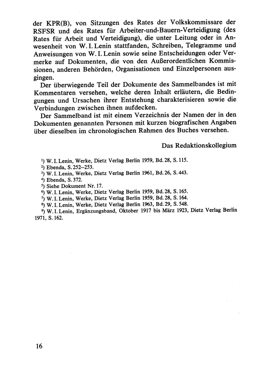 Lenin und die Gesamtrussische Tscheka, Dokumentensammlung, Ministerium für Staatssicherheit (MfS) [Deutsche Demokratische Republik (DDR)], Juristische Hochschule (JHS) Potsdam 1977, Seite 16 (Tscheka Dok. MfS DDR 1977, S. 16)