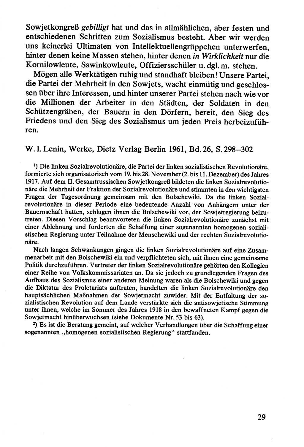 Lenin und die Gesamtrussische Tscheka, Dokumentensammlung, Ministerium für Staatssicherheit (MfS) [Deutsche Demokratische Republik (DDR)], Juristische Hochschule (JHS) Potsdam 1977, Seite 29 (Tscheka Dok. MfS DDR 1977, S. 29)