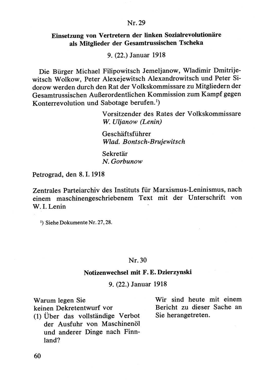 Lenin und die Gesamtrussische Tscheka, Dokumentensammlung, Ministerium für Staatssicherheit (MfS) [Deutsche Demokratische Republik (DDR)], Juristische Hochschule (JHS) Potsdam 1977, Seite 60 (Tscheka Dok. MfS DDR 1977, S. 60)