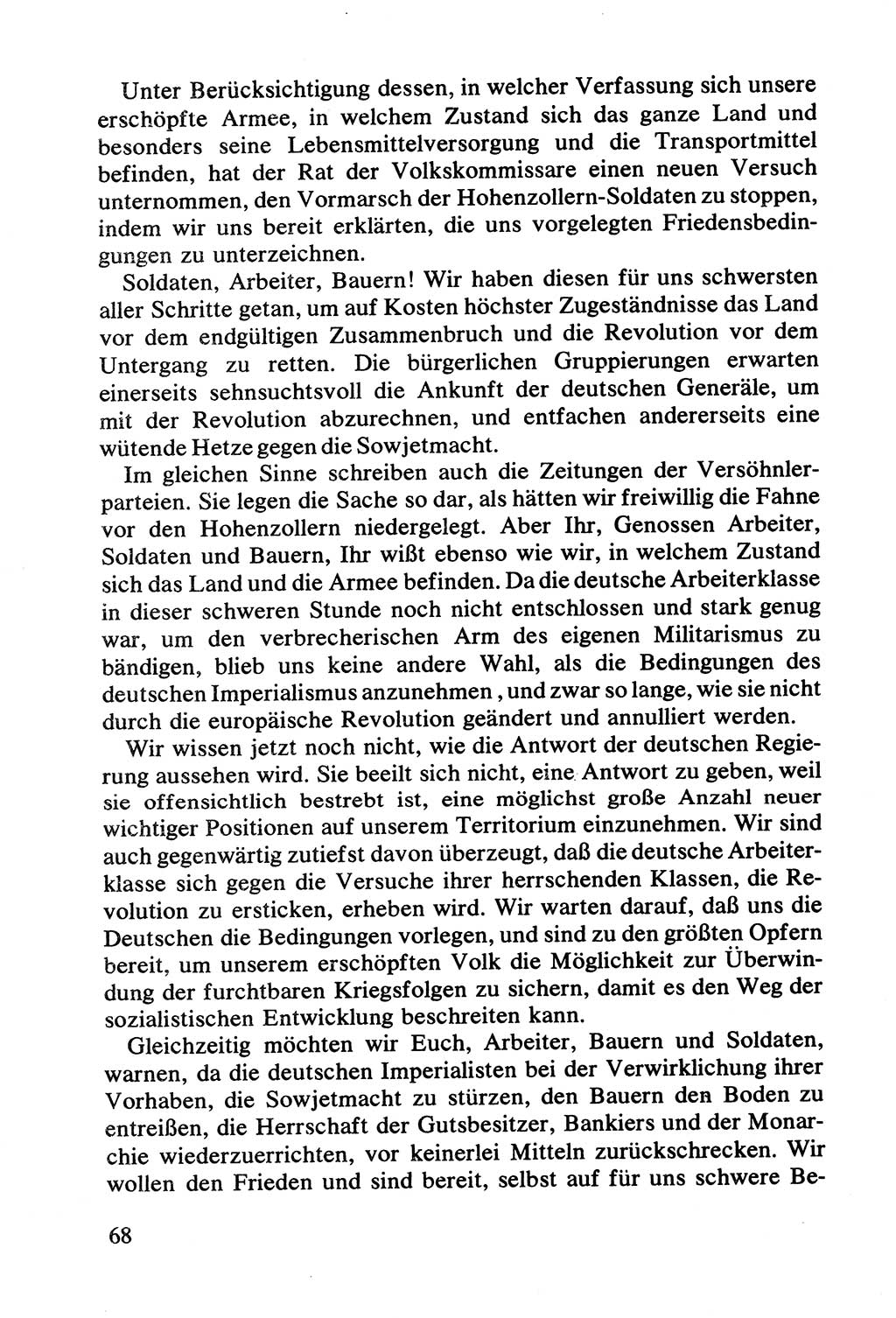 Lenin und die Gesamtrussische Tscheka, Dokumentensammlung, Ministerium für Staatssicherheit (MfS) [Deutsche Demokratische Republik (DDR)], Juristische Hochschule (JHS) Potsdam 1977, Seite 68 (Tscheka Dok. MfS DDR 1977, S. 68)