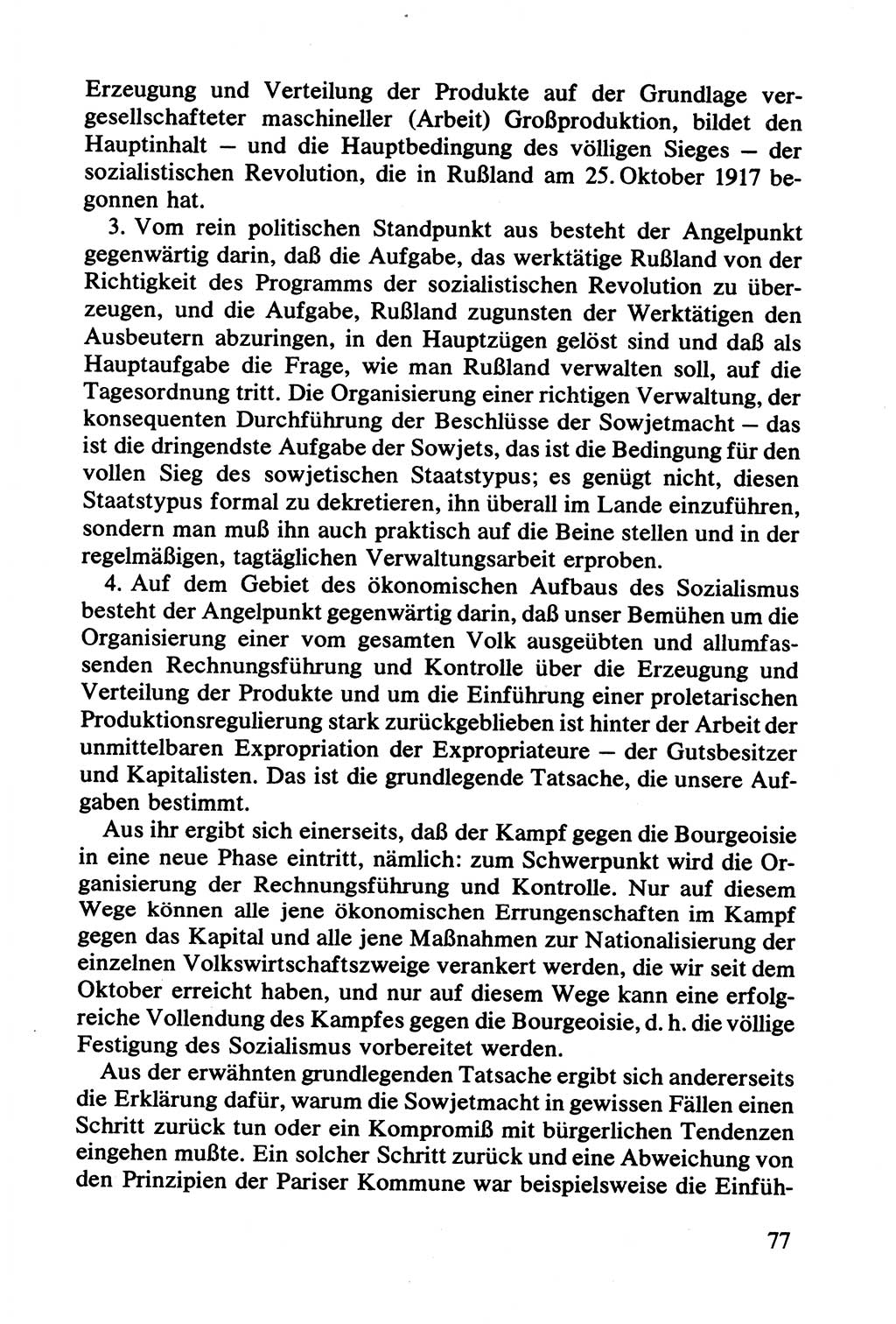 Lenin und die Gesamtrussische Tscheka, Dokumentensammlung, Ministerium für Staatssicherheit (MfS) [Deutsche Demokratische Republik (DDR)], Juristische Hochschule (JHS) Potsdam 1977, Seite 77 (Tscheka Dok. MfS DDR 1977, S. 77)