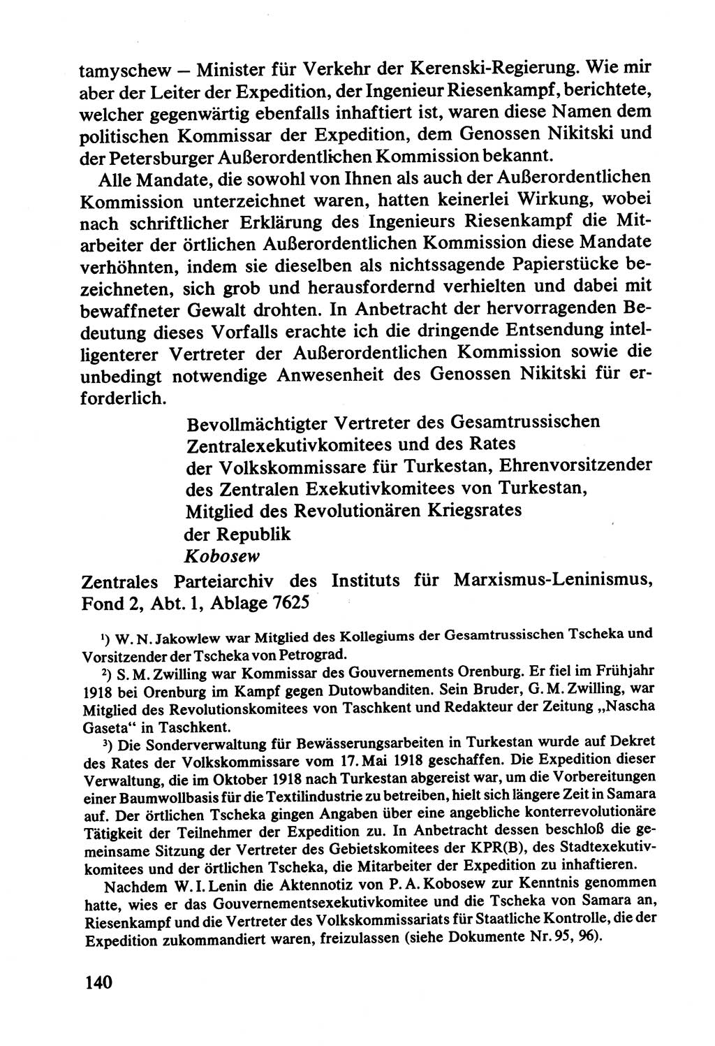 Lenin und die Gesamtrussische Tscheka, Dokumentensammlung, Ministerium für Staatssicherheit (MfS) [Deutsche Demokratische Republik (DDR)], Juristische Hochschule (JHS) Potsdam 1977, Seite 140 (Tscheka Dok. MfS DDR 1977, S. 140)