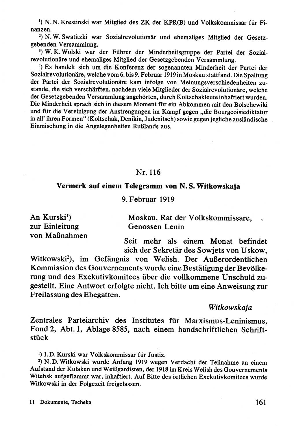 Lenin und die Gesamtrussische Tscheka, Dokumentensammlung, Ministerium für Staatssicherheit (MfS) [Deutsche Demokratische Republik (DDR)], Juristische Hochschule (JHS) Potsdam 1977, Seite 161 (Tscheka Dok. MfS DDR 1977, S. 161)