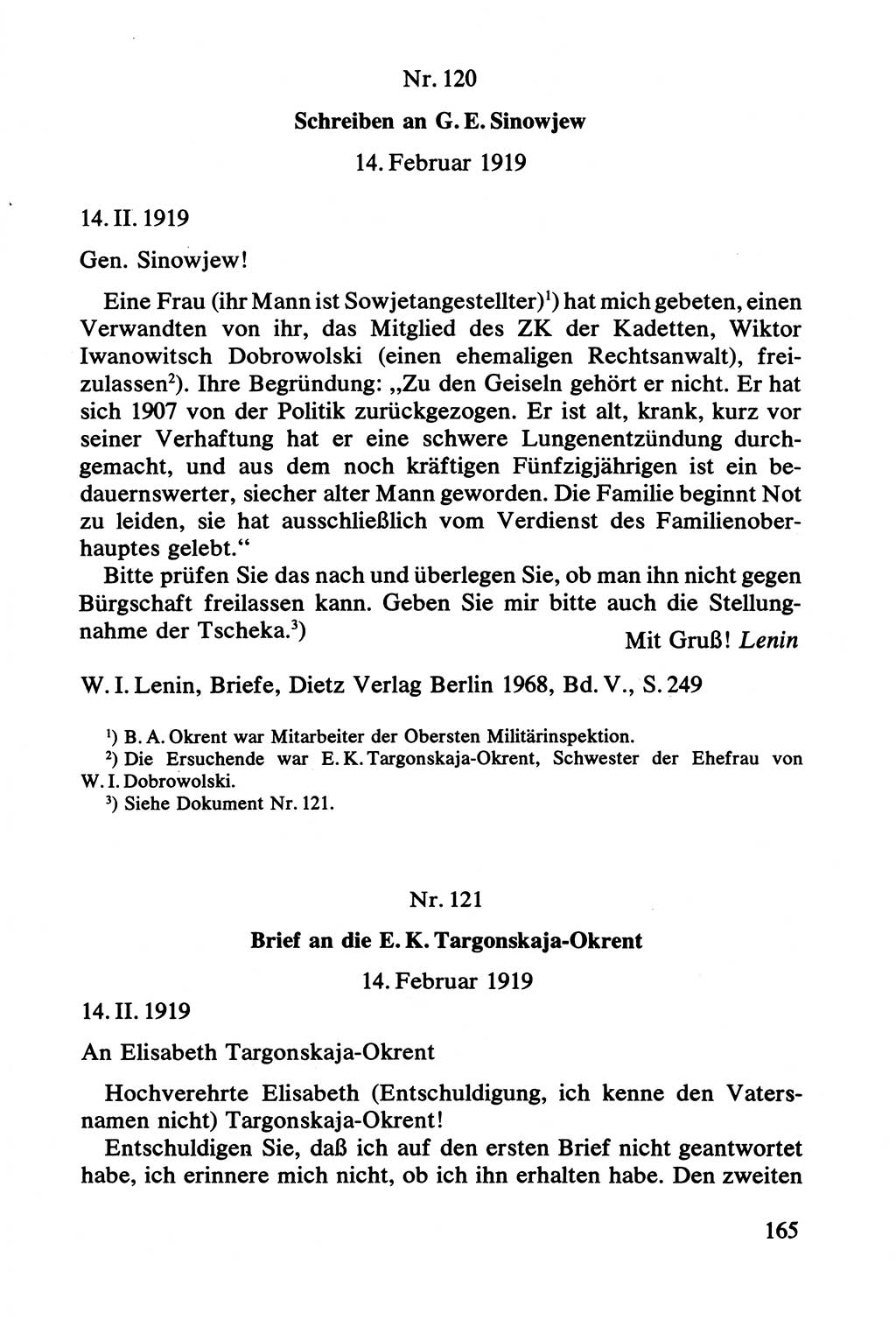 Lenin und die Gesamtrussische Tscheka, Dokumentensammlung, Ministerium für Staatssicherheit (MfS) [Deutsche Demokratische Republik (DDR)], Juristische Hochschule (JHS) Potsdam 1977, Seite 165 (Tscheka Dok. MfS DDR 1977, S. 165)