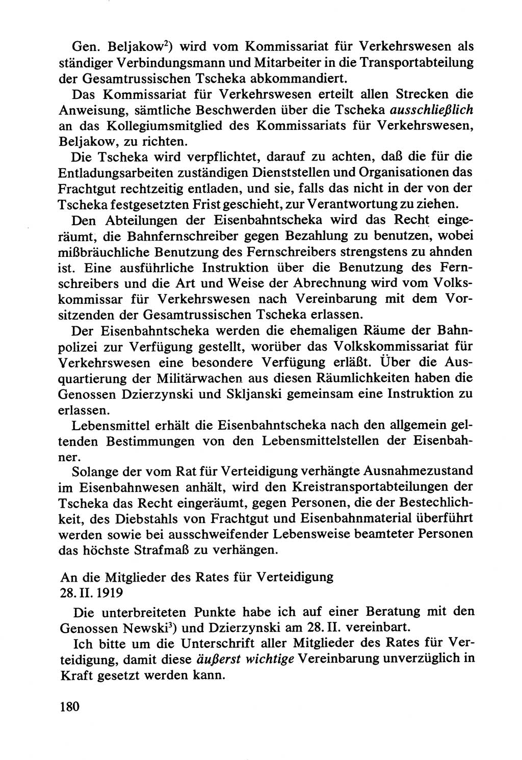 Lenin und die Gesamtrussische Tscheka, Dokumentensammlung, Ministerium für Staatssicherheit (MfS) [Deutsche Demokratische Republik (DDR)], Juristische Hochschule (JHS) Potsdam 1977, Seite 180 (Tscheka Dok. MfS DDR 1977, S. 180)