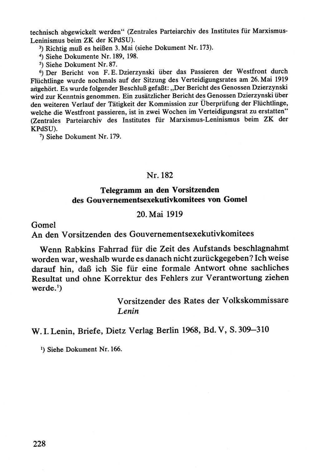 Lenin und die Gesamtrussische Tscheka, Dokumentensammlung, Ministerium für Staatssicherheit (MfS) [Deutsche Demokratische Republik (DDR)], Juristische Hochschule (JHS) Potsdam 1977, Seite 228 (Tscheka Dok. MfS DDR 1977, S. 228)