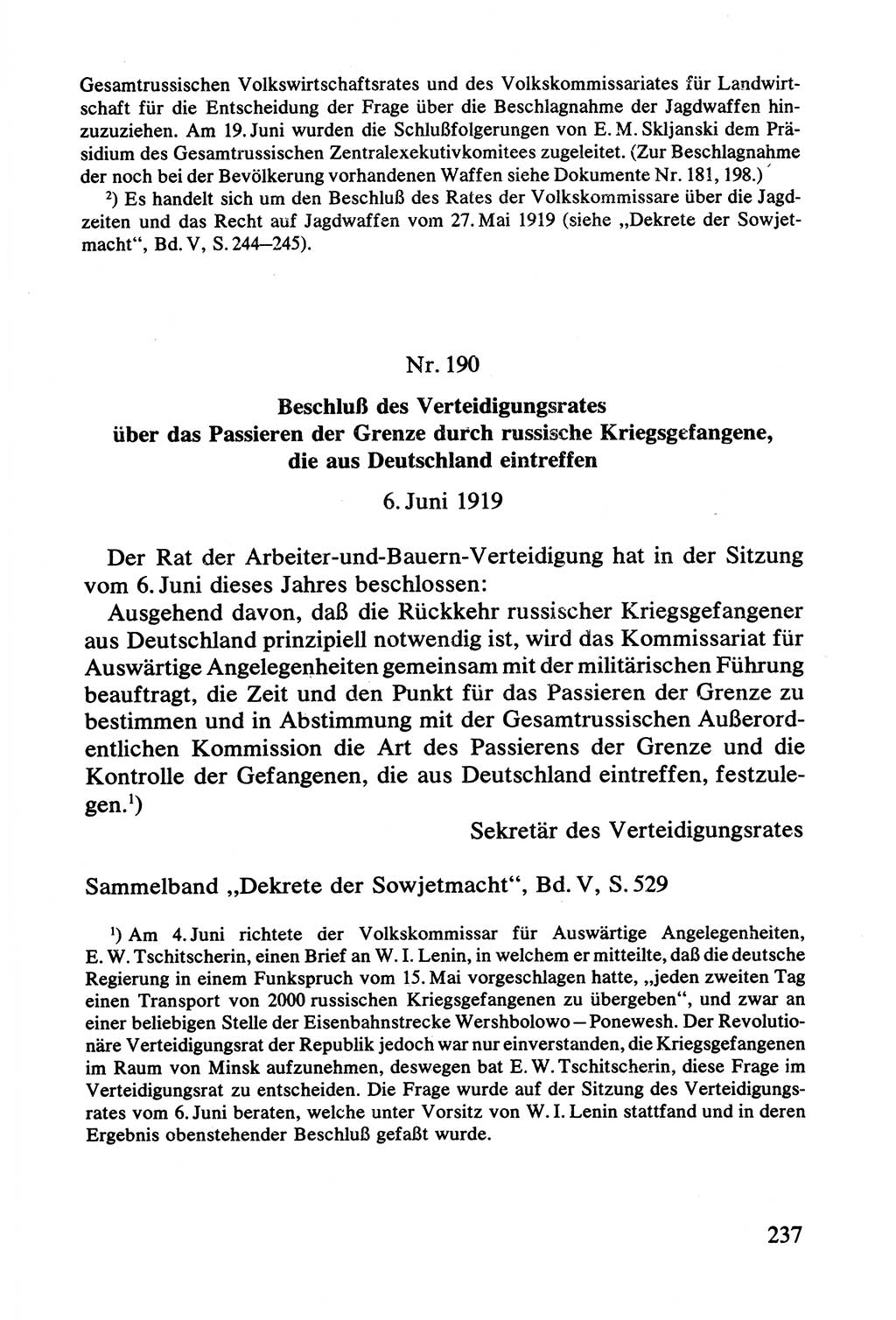 Lenin und die Gesamtrussische Tscheka, Dokumentensammlung, Ministerium für Staatssicherheit (MfS) [Deutsche Demokratische Republik (DDR)], Juristische Hochschule (JHS) Potsdam 1977, Seite 237 (Tscheka Dok. MfS DDR 1977, S. 237)