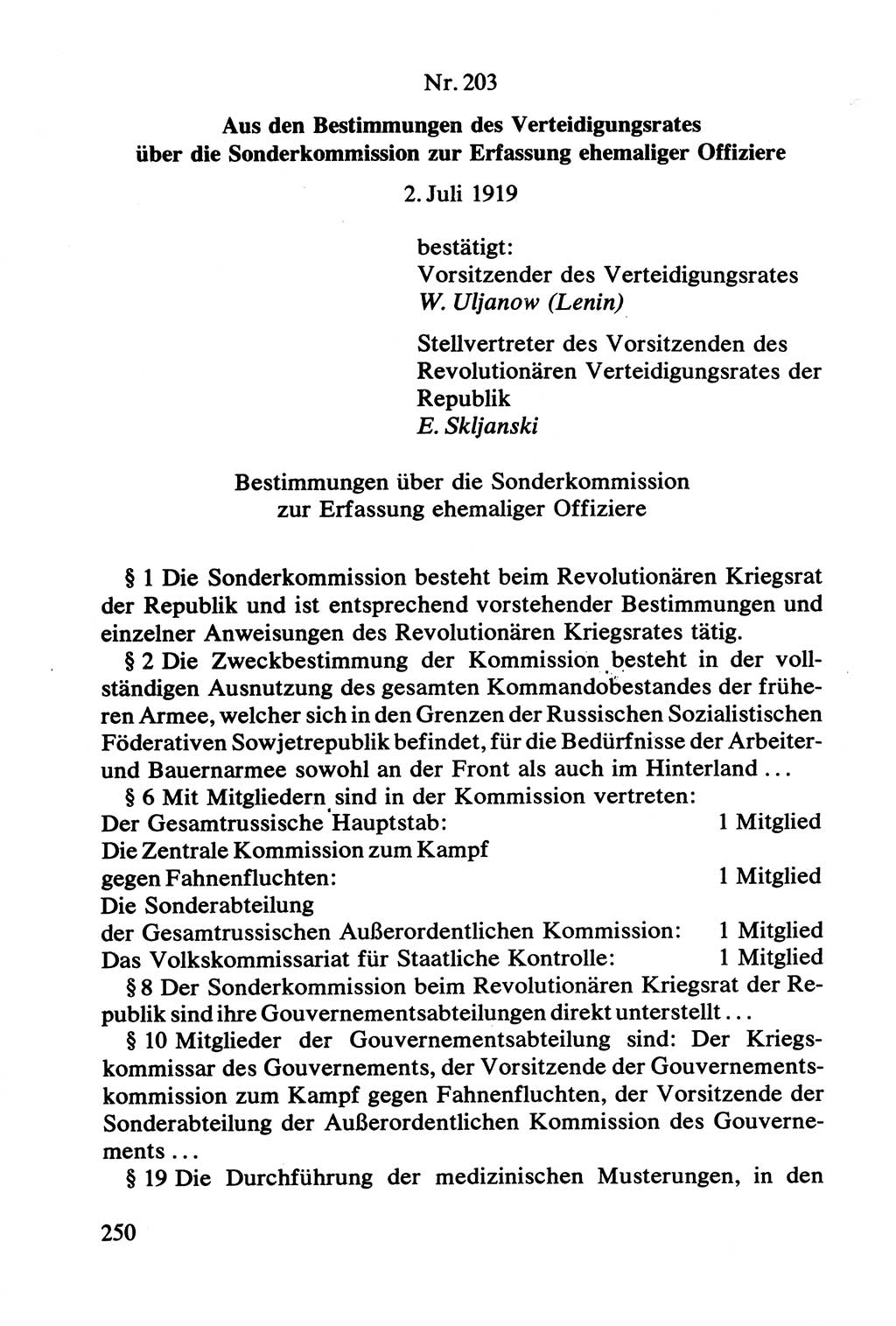 Lenin und die Gesamtrussische Tscheka, Dokumentensammlung, Ministerium für Staatssicherheit (MfS) [Deutsche Demokratische Republik (DDR)], Juristische Hochschule (JHS) Potsdam 1977, Seite 250 (Tscheka Dok. MfS DDR 1977, S. 250)