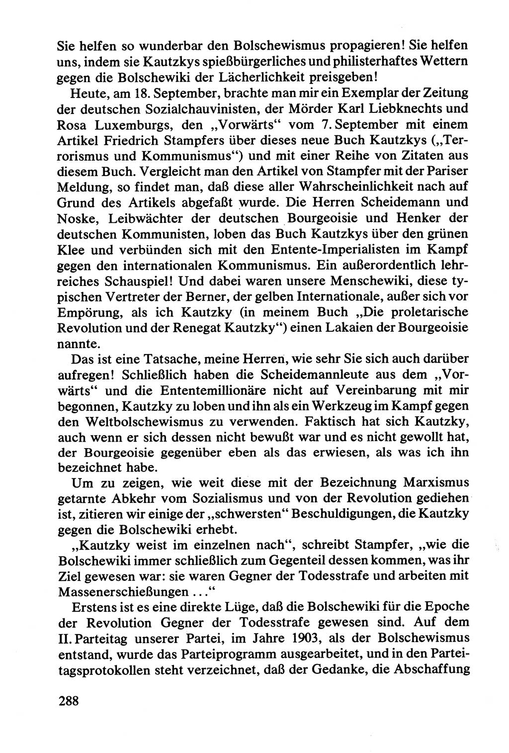 Lenin und die Gesamtrussische Tscheka, Dokumentensammlung, Ministerium für Staatssicherheit (MfS) [Deutsche Demokratische Republik (DDR)], Juristische Hochschule (JHS) Potsdam 1977, Seite 288 (Tscheka Dok. MfS DDR 1977, S. 288)