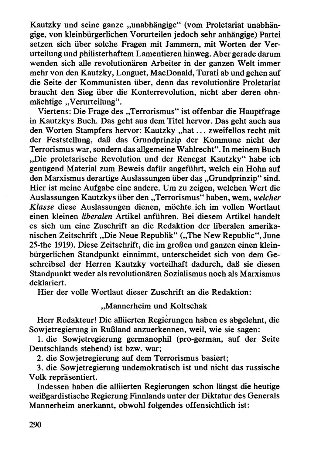 Lenin und die Gesamtrussische Tscheka, Dokumentensammlung, Ministerium für Staatssicherheit (MfS) [Deutsche Demokratische Republik (DDR)], Juristische Hochschule (JHS) Potsdam 1977, Seite 290 (Tscheka Dok. MfS DDR 1977, S. 290)