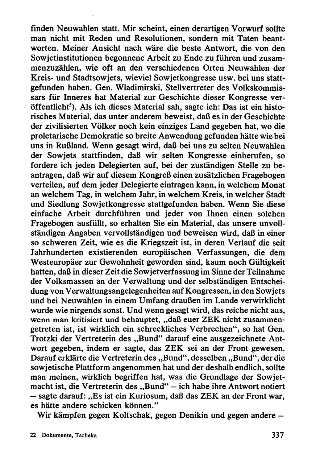 Lenin und die Gesamtrussische Tscheka, Dokumentensammlung, Ministerium für Staatssicherheit (MfS) [Deutsche Demokratische Republik (DDR)], Juristische Hochschule (JHS) Potsdam 1977, Seite 337 (Tscheka Dok. MfS DDR 1977, S. 337)