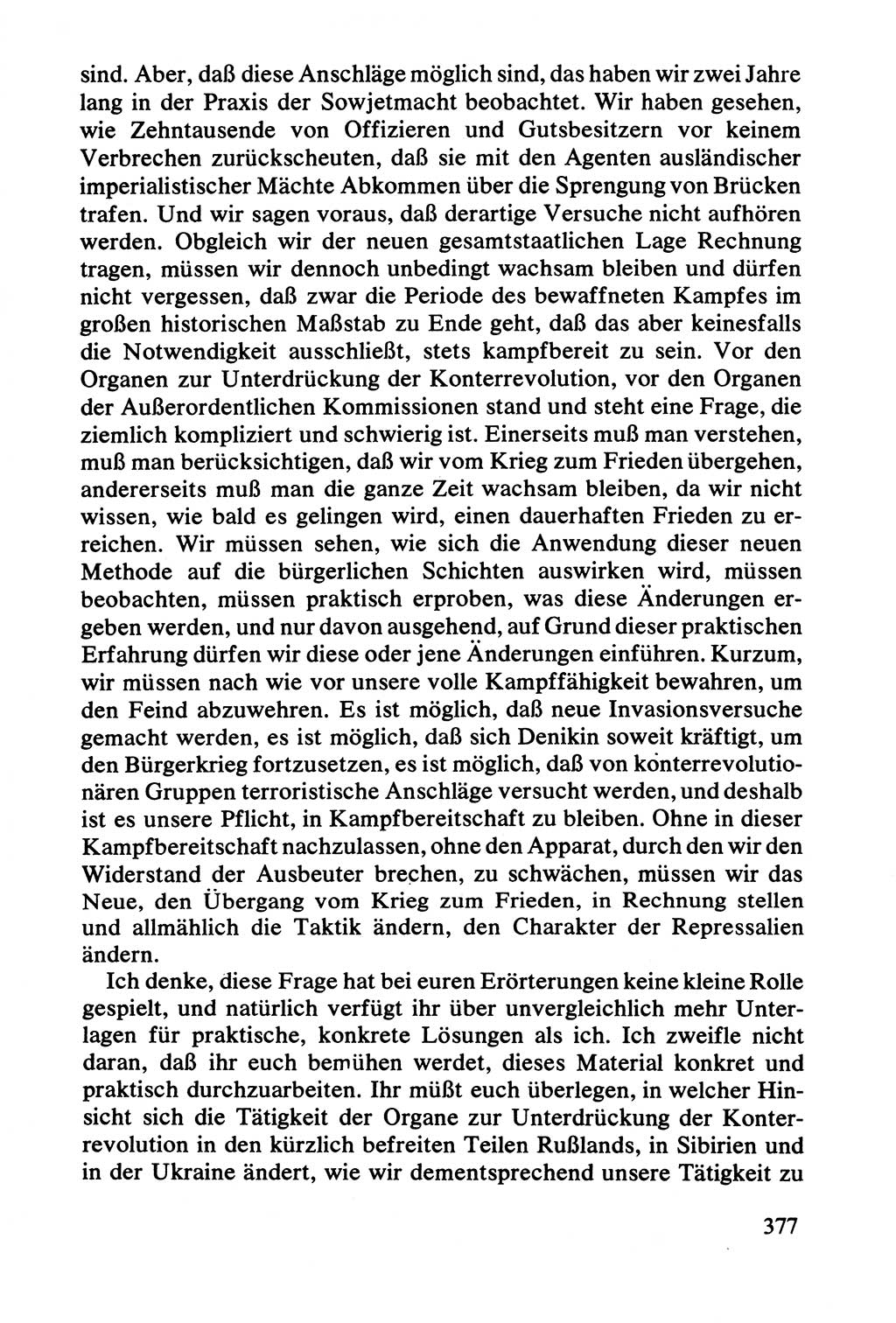 Lenin und die Gesamtrussische Tscheka, Dokumentensammlung, Ministerium für Staatssicherheit (MfS) [Deutsche Demokratische Republik (DDR)], Juristische Hochschule (JHS) Potsdam 1977, Seite 377 (Tscheka Dok. MfS DDR 1977, S. 377)