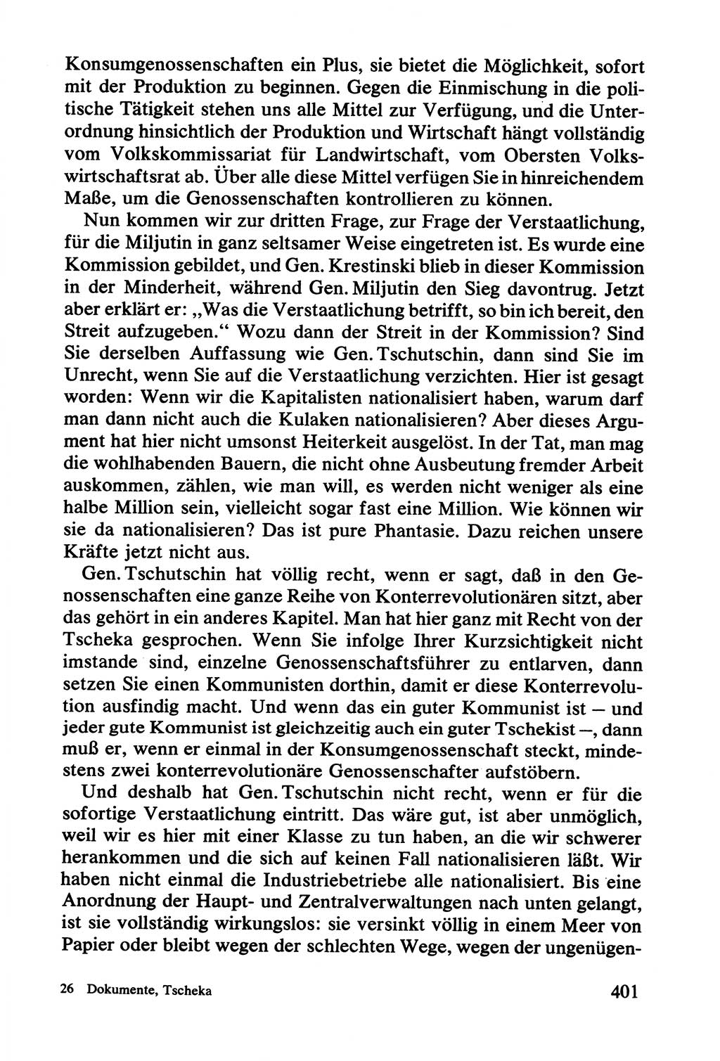 Lenin und die Gesamtrussische Tscheka, Dokumentensammlung, Ministerium für Staatssicherheit (MfS) [Deutsche Demokratische Republik (DDR)], Juristische Hochschule (JHS) Potsdam 1977, Seite 401 (Tscheka Dok. MfS DDR 1977, S. 401)