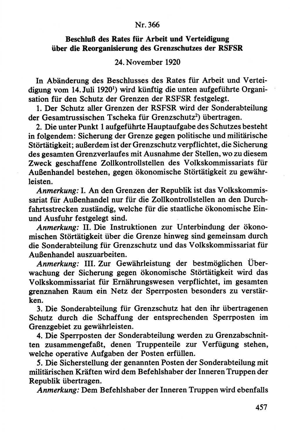 Lenin und die Gesamtrussische Tscheka, Dokumentensammlung, Ministerium für Staatssicherheit (MfS) [Deutsche Demokratische Republik (DDR)], Juristische Hochschule (JHS) Potsdam 1977, Seite 457 (Tscheka Dok. MfS DDR 1977, S. 457)