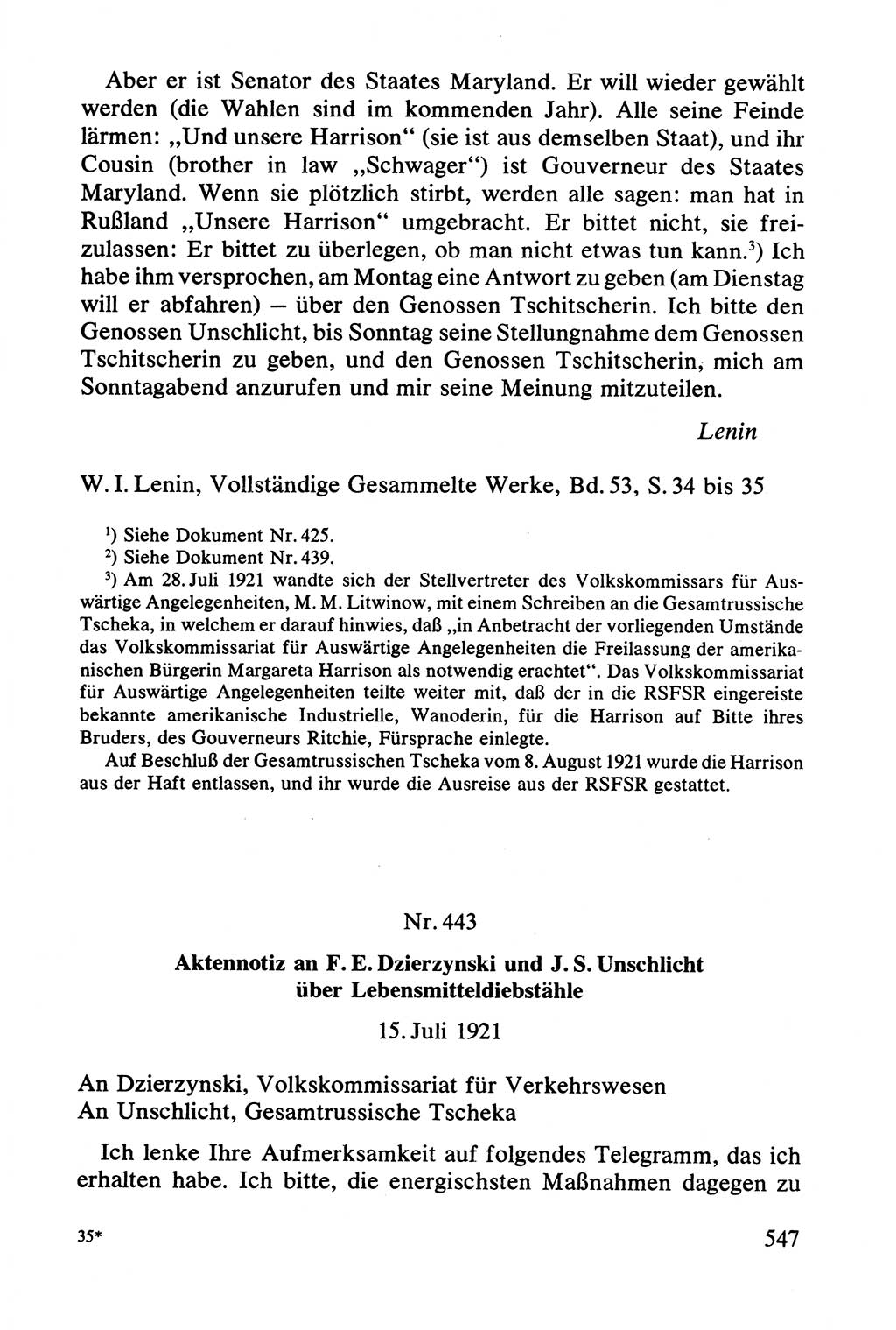 Lenin und die Gesamtrussische Tscheka, Dokumentensammlung, Ministerium für Staatssicherheit (MfS) [Deutsche Demokratische Republik (DDR)], Juristische Hochschule (JHS) Potsdam 1977, Seite 547 (Tscheka Dok. MfS DDR 1977, S. 547)