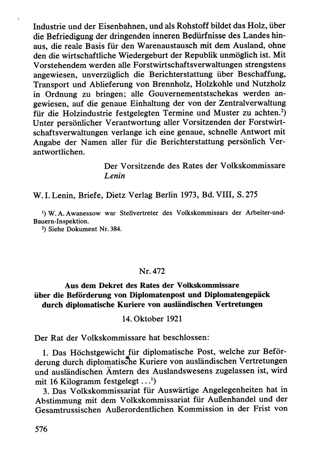 Lenin und die Gesamtrussische Tscheka, Dokumentensammlung, Ministerium für Staatssicherheit (MfS) [Deutsche Demokratische Republik (DDR)], Juristische Hochschule (JHS) Potsdam 1977, Seite 576 (Tscheka Dok. MfS DDR 1977, S. 576)