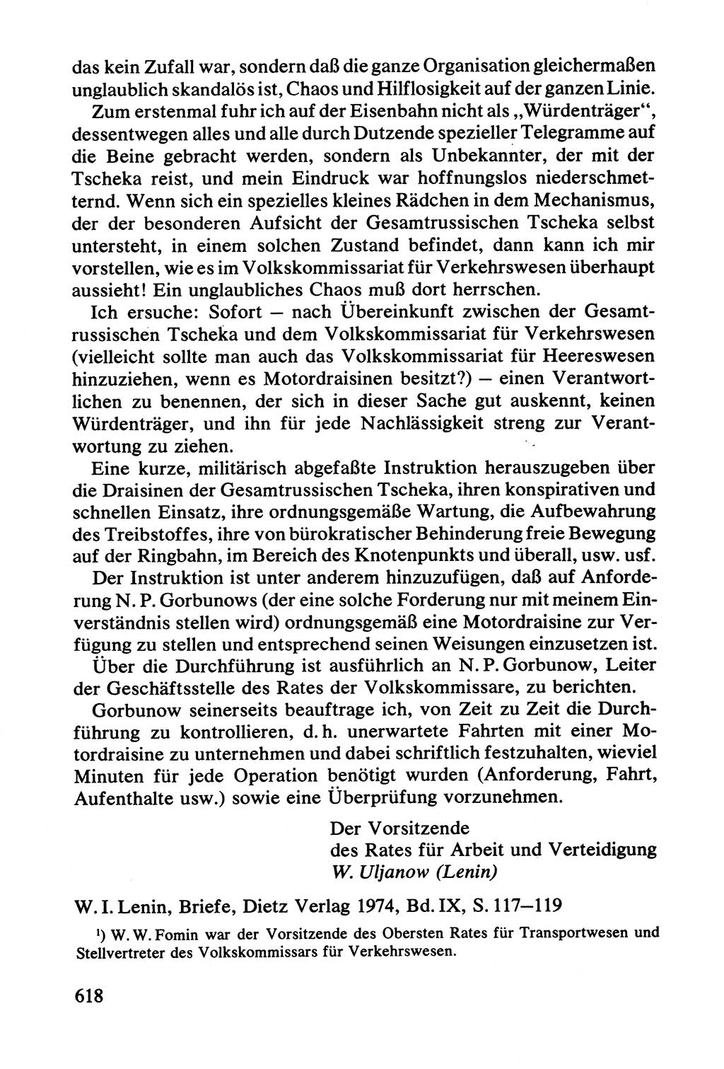 Lenin und die Gesamtrussische Tscheka, Dokumentensammlung, Ministerium für Staatssicherheit (MfS) [Deutsche Demokratische Republik (DDR)], Juristische Hochschule (JHS) Potsdam 1977, Seite 618 (Tscheka Dok. MfS DDR 1977, S. 618)