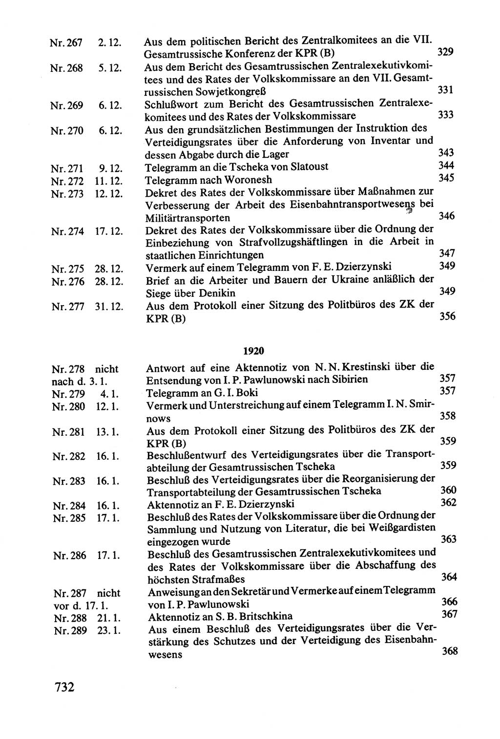 Lenin und die Gesamtrussische Tscheka, Dokumentensammlung, Ministerium für Staatssicherheit (MfS) [Deutsche Demokratische Republik (DDR)], Juristische Hochschule (JHS) Potsdam 1977, Seite 732 (Tscheka Dok. MfS DDR 1977, S. 732)