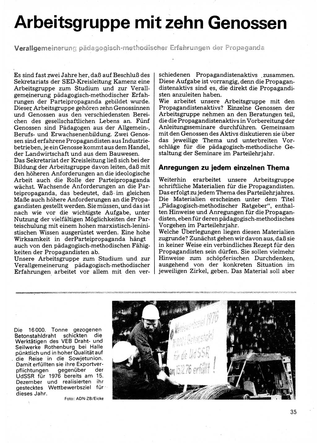 Neuer Weg (NW), Organ des Zentralkomitees (ZK) der SED (Sozialistische Einheitspartei Deutschlands) für Fragen des Parteilebens, 32. Jahrgang [Deutsche Demokratische Republik (DDR)] 1977, Seite 35 (NW ZK SED DDR 1977, S. 35)