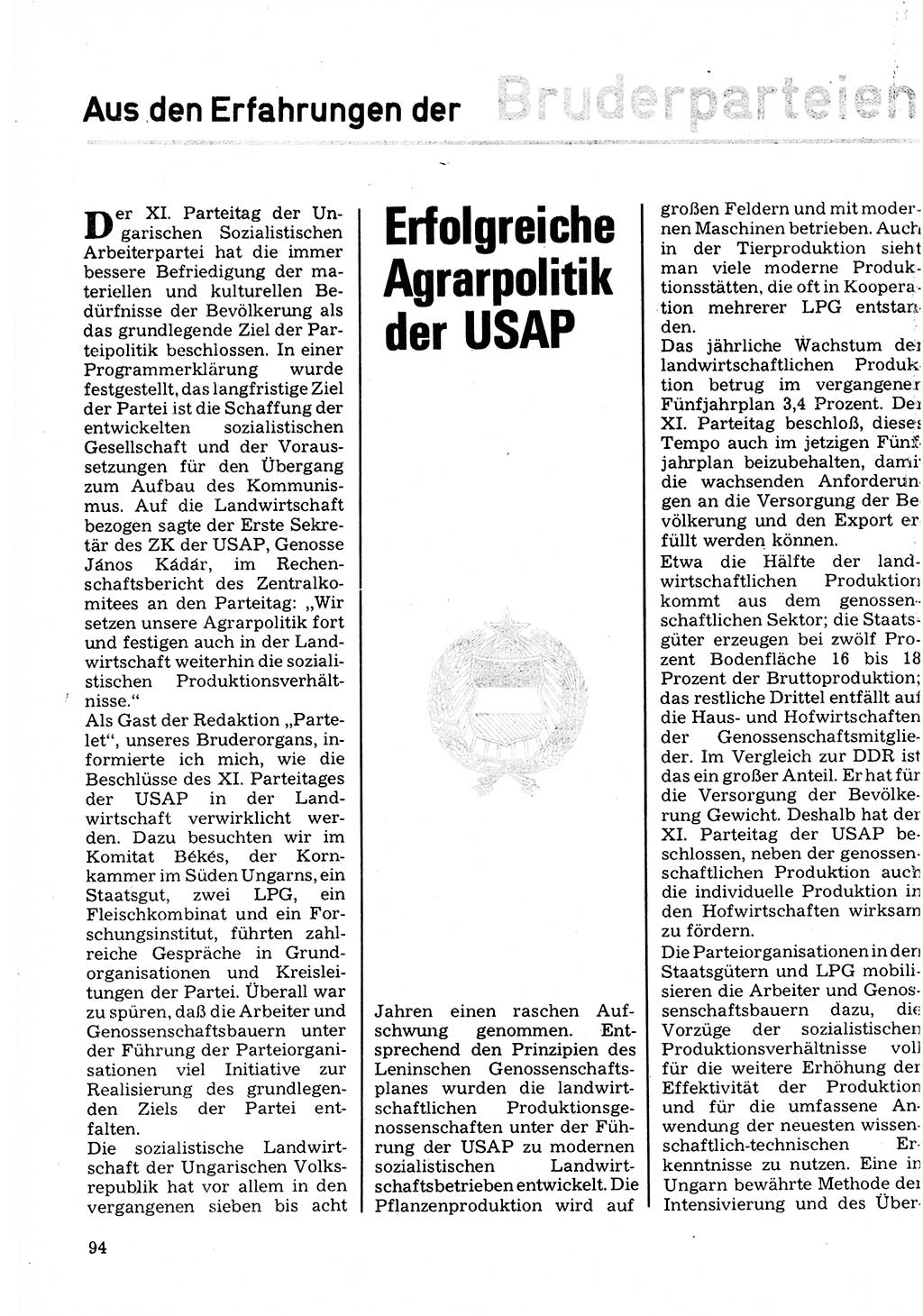 Neuer Weg (NW), Organ des Zentralkomitees (ZK) der SED (Sozialistische Einheitspartei Deutschlands) für Fragen des Parteilebens, 32. Jahrgang [Deutsche Demokratische Republik (DDR)] 1977, Seite 94 (NW ZK SED DDR 1977, S. 94)
