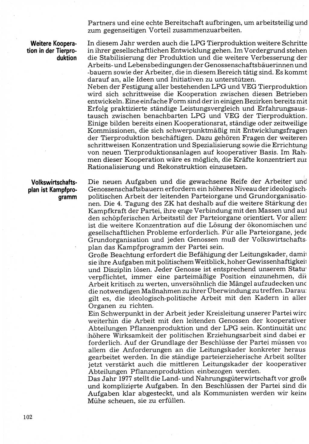 Neuer Weg (NW), Organ des Zentralkomitees (ZK) der SED (Sozialistische Einheitspartei Deutschlands) für Fragen des Parteilebens, 32. Jahrgang [Deutsche Demokratische Republik (DDR)] 1977, Seite 102 (NW ZK SED DDR 1977, S. 102)