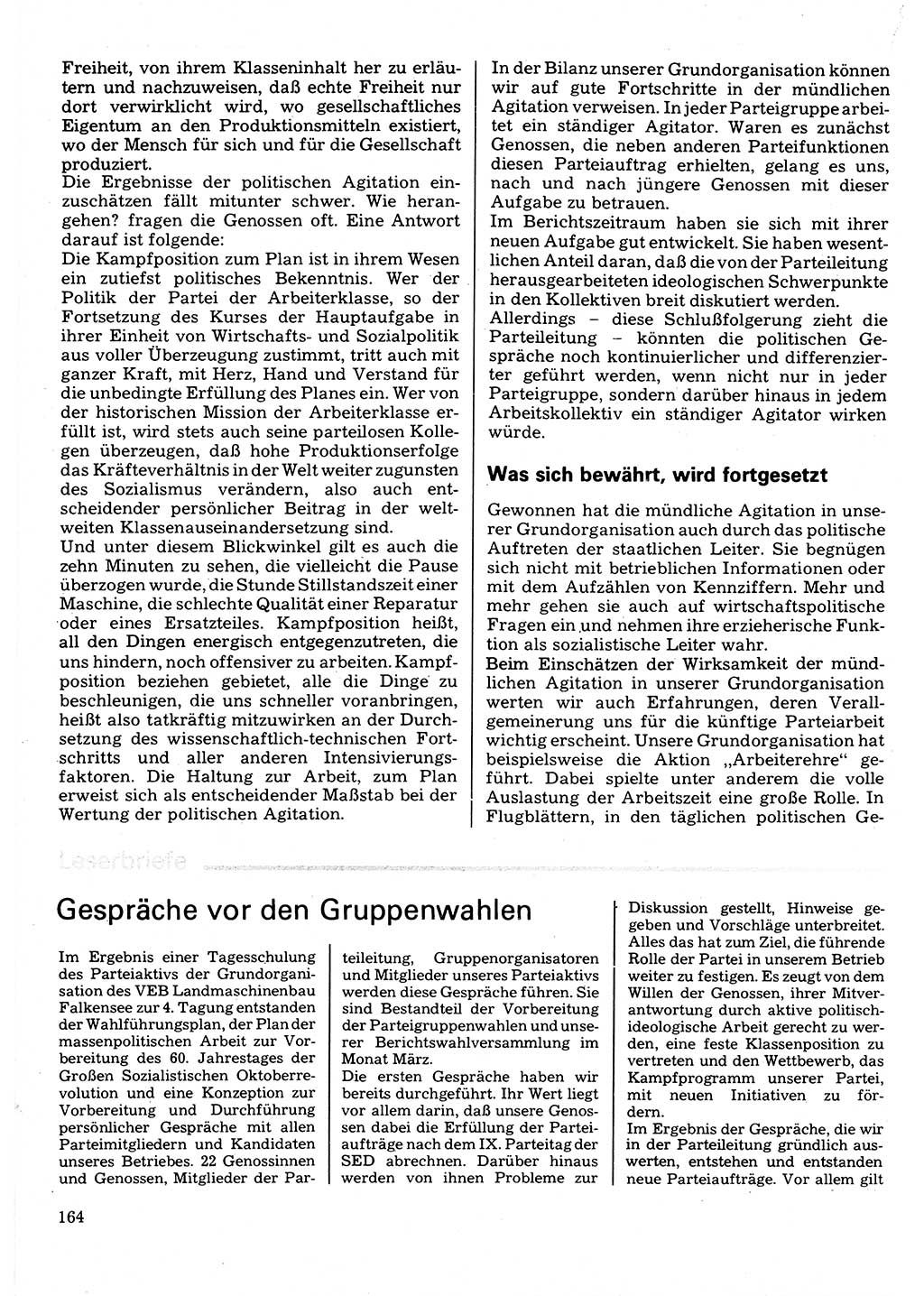 Neuer Weg (NW), Organ des Zentralkomitees (ZK) der SED (Sozialistische Einheitspartei Deutschlands) für Fragen des Parteilebens, 32. Jahrgang [Deutsche Demokratische Republik (DDR)] 1977, Seite 164 (NW ZK SED DDR 1977, S. 164)