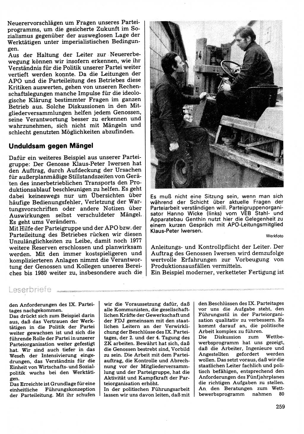 Neuer Weg (NW), Organ des Zentralkomitees (ZK) der SED (Sozialistische Einheitspartei Deutschlands) für Fragen des Parteilebens, 32. Jahrgang [Deutsche Demokratische Republik (DDR)] 1977, Seite 259 (NW ZK SED DDR 1977, S. 259)