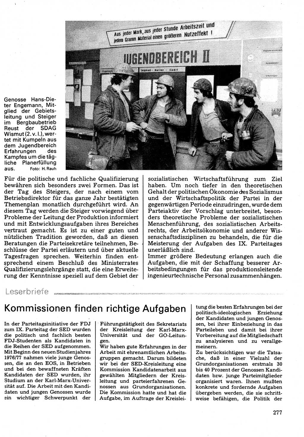 Neuer Weg (NW), Organ des Zentralkomitees (ZK) der SED (Sozialistische Einheitspartei Deutschlands) für Fragen des Parteilebens, 32. Jahrgang [Deutsche Demokratische Republik (DDR)] 1977, Seite 277 (NW ZK SED DDR 1977, S. 277)