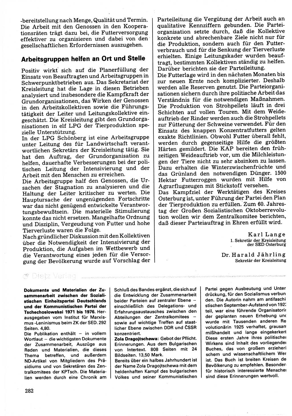 Neuer Weg (NW), Organ des Zentralkomitees (ZK) der SED (Sozialistische Einheitspartei Deutschlands) für Fragen des Parteilebens, 32. Jahrgang [Deutsche Demokratische Republik (DDR)] 1977, Seite 282 (NW ZK SED DDR 1977, S. 282)